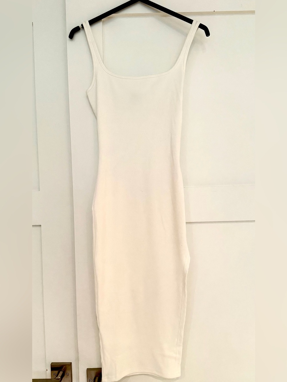 Princess Polly Cream Ribbed Midi Tank Dress